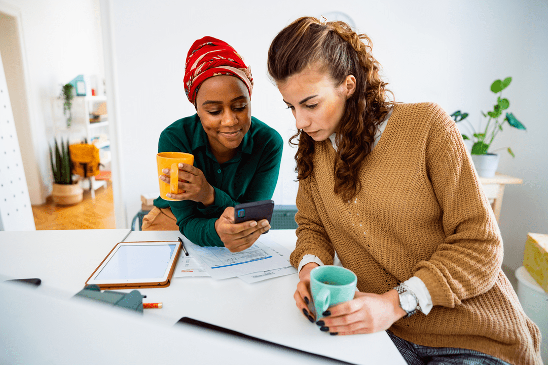 Two women working at desk