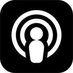 Apple podcast logo.