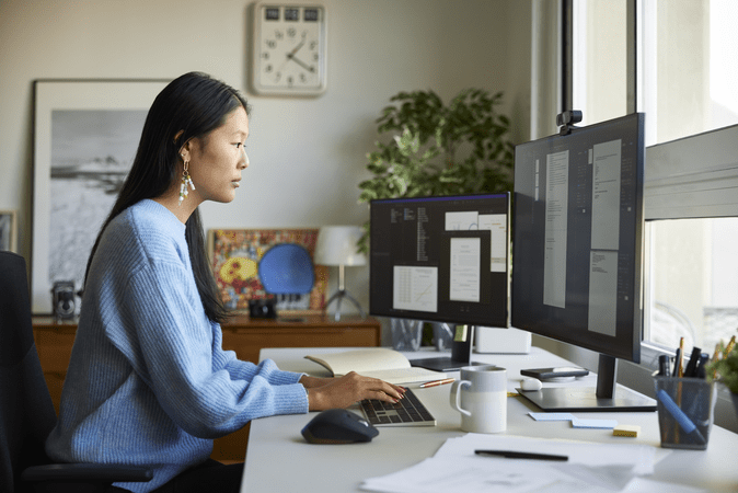 woman working at desk