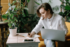 woman at work with laptop